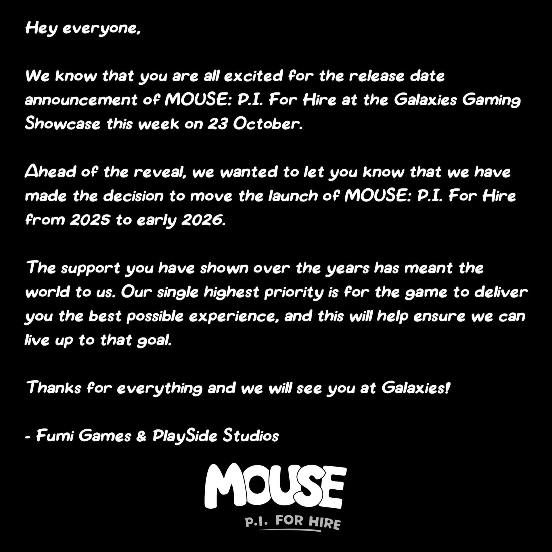 MOUSE: P.I. For Hire Delayed From March to April 2026 for Extra Polish
