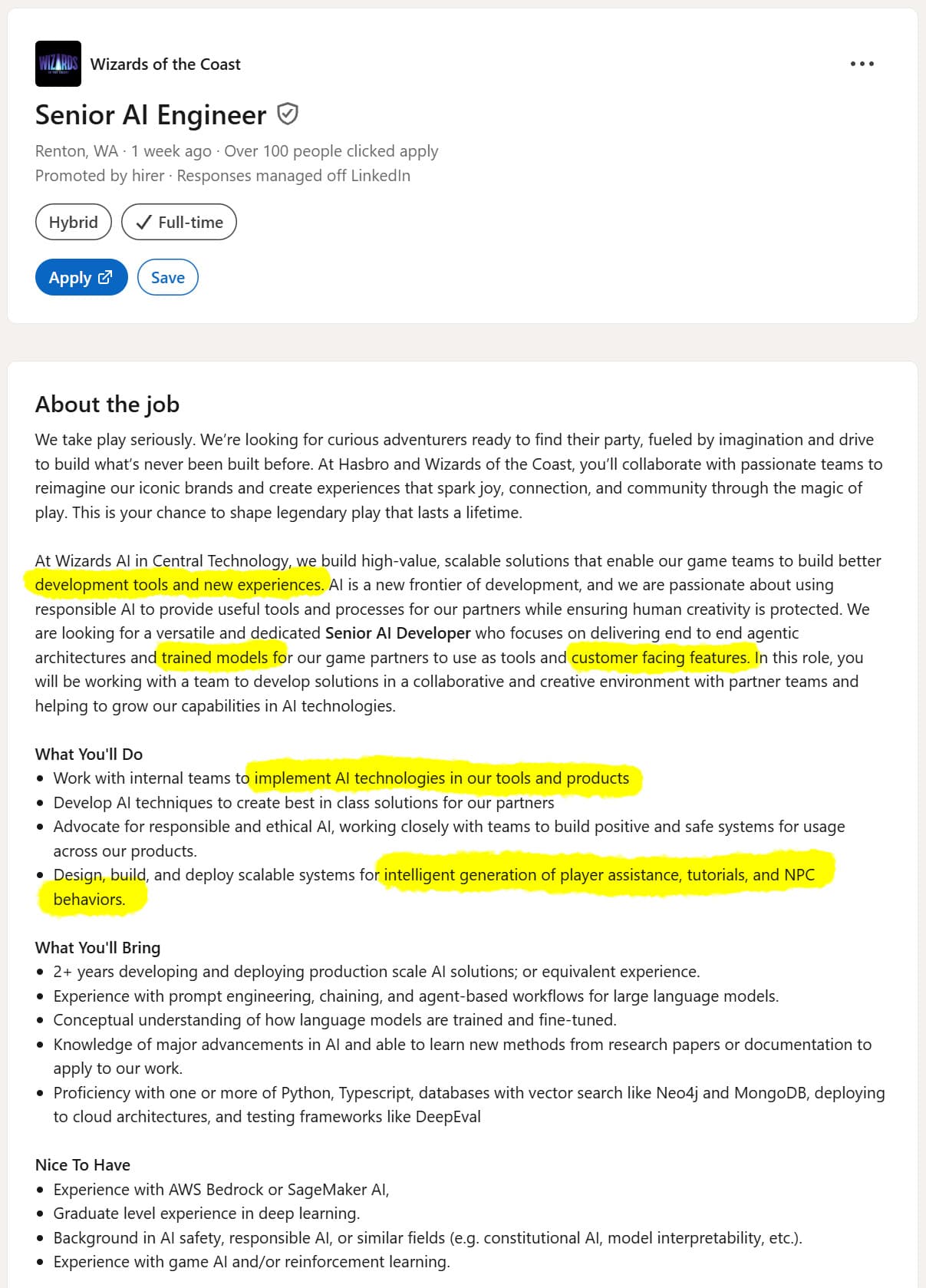 Wizards of the Coast job posting hints at AI tools for D&D players