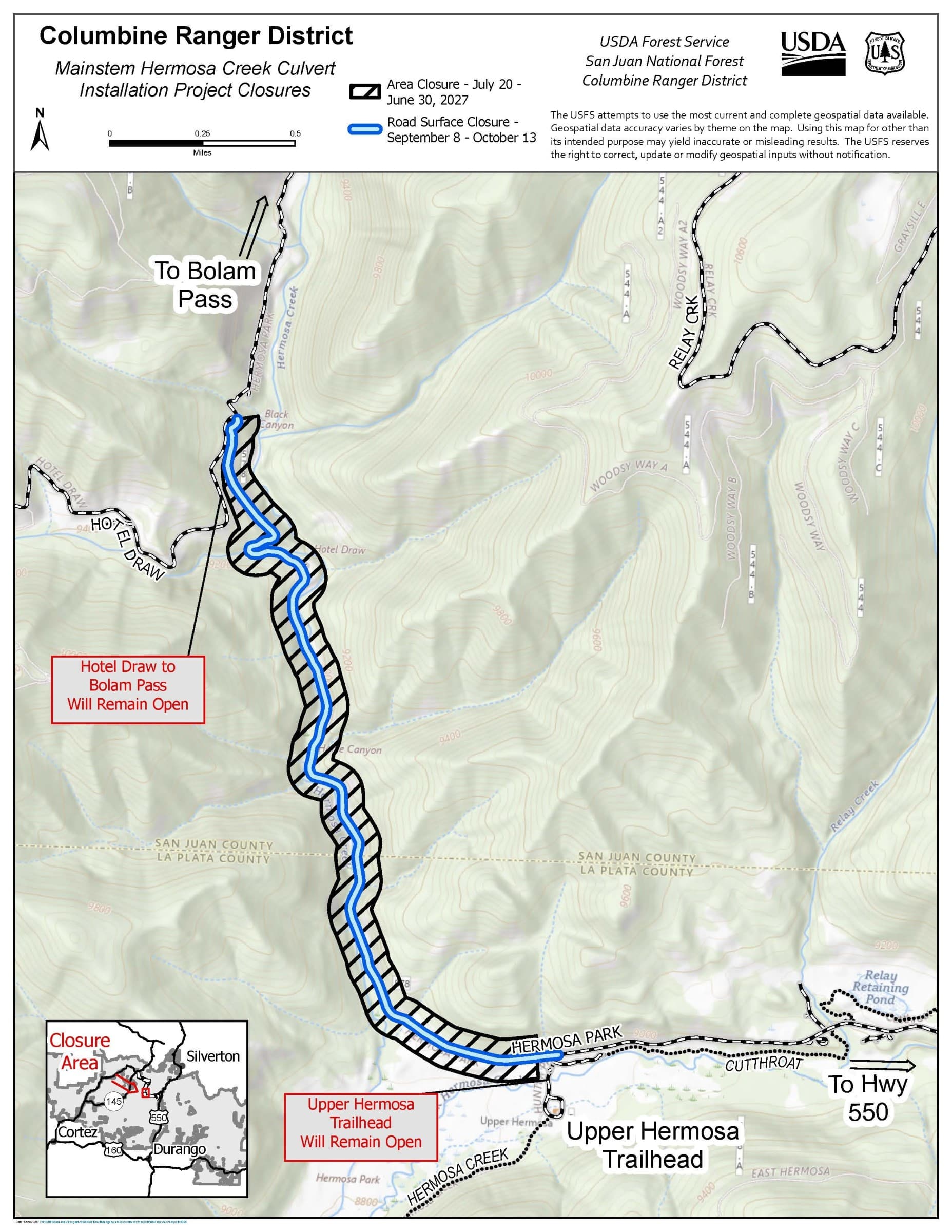 San Juan National Forest to start Hermosa Creek culvert project July 20