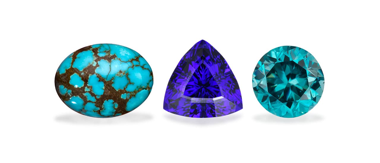 Tanzanite, turquoise and zircon offer distinct blue December birthstone looks
