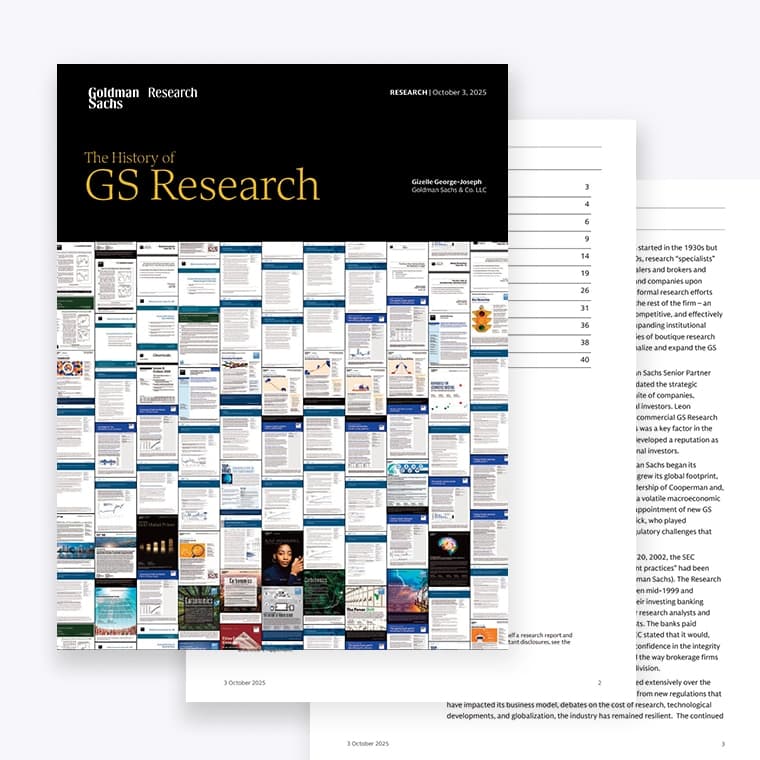 Goldman Sachs research page showcases client-focused market insights across 45 economies