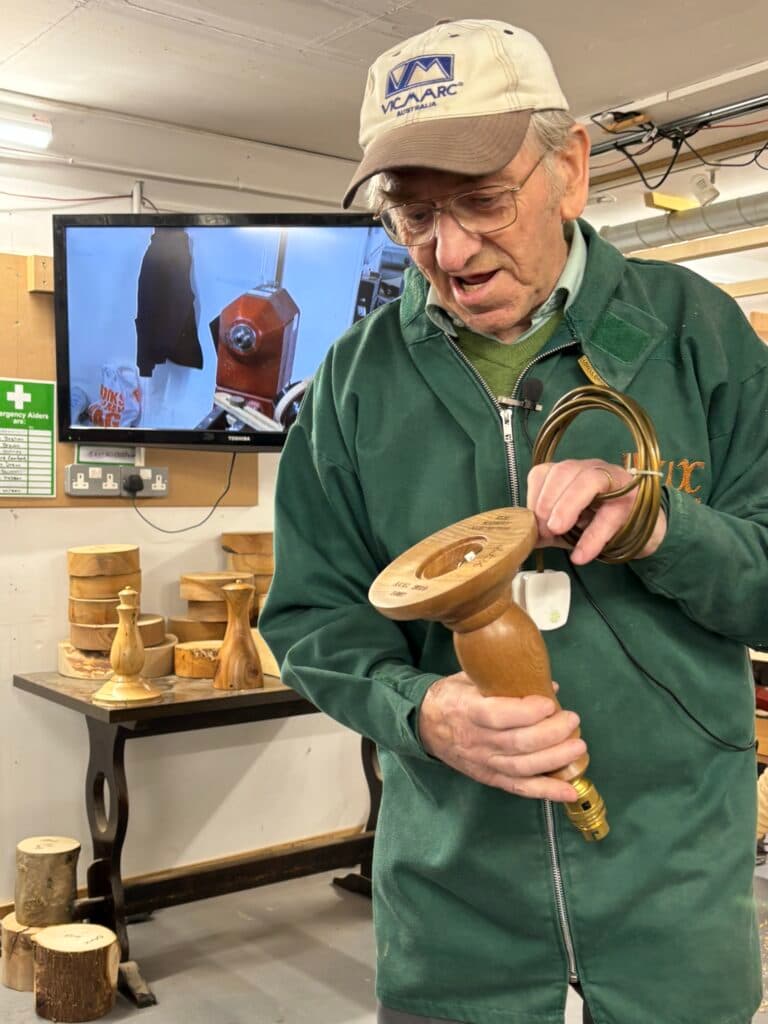 Highland Woodturners Learn Lamp Making, Thread Cutting and Wiring Techniques