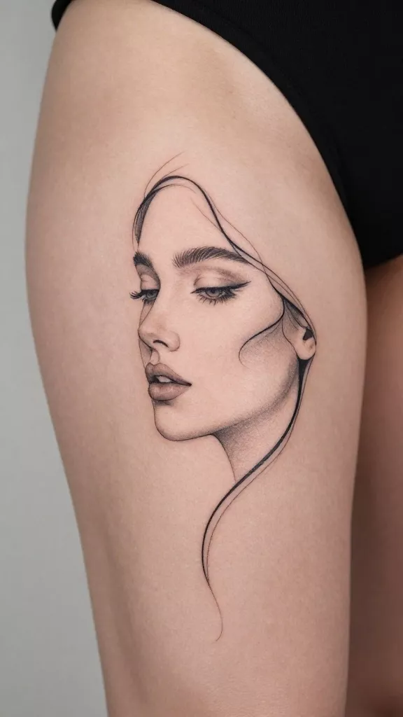 12 Clean Line-Art Thigh Tattoos That Celebrate Geometric Minimalism