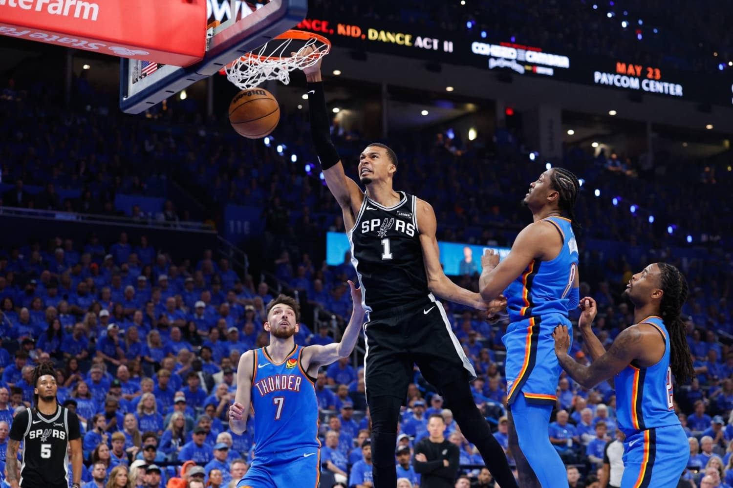 Wembanyama powers Spurs past Thunder in historic Game 1 upset