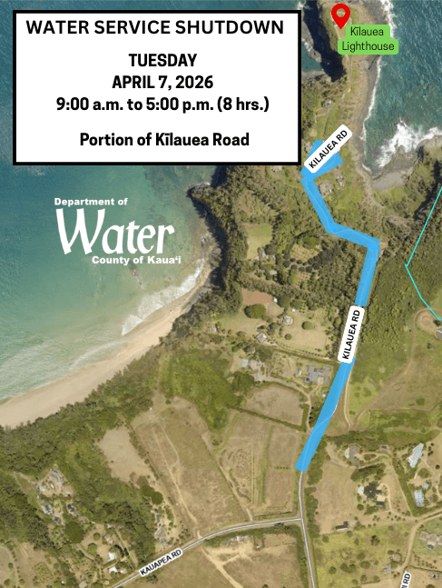 Kīlauea Road Water Shutdown Scheduled April 7 Near Lighthouse