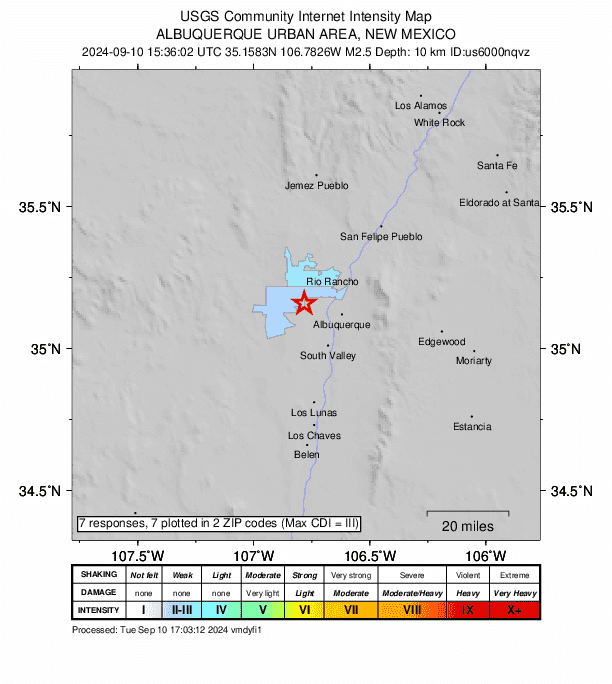 Two Small Earthquakes Rattle Albuquerque West Side, Rio Rancho