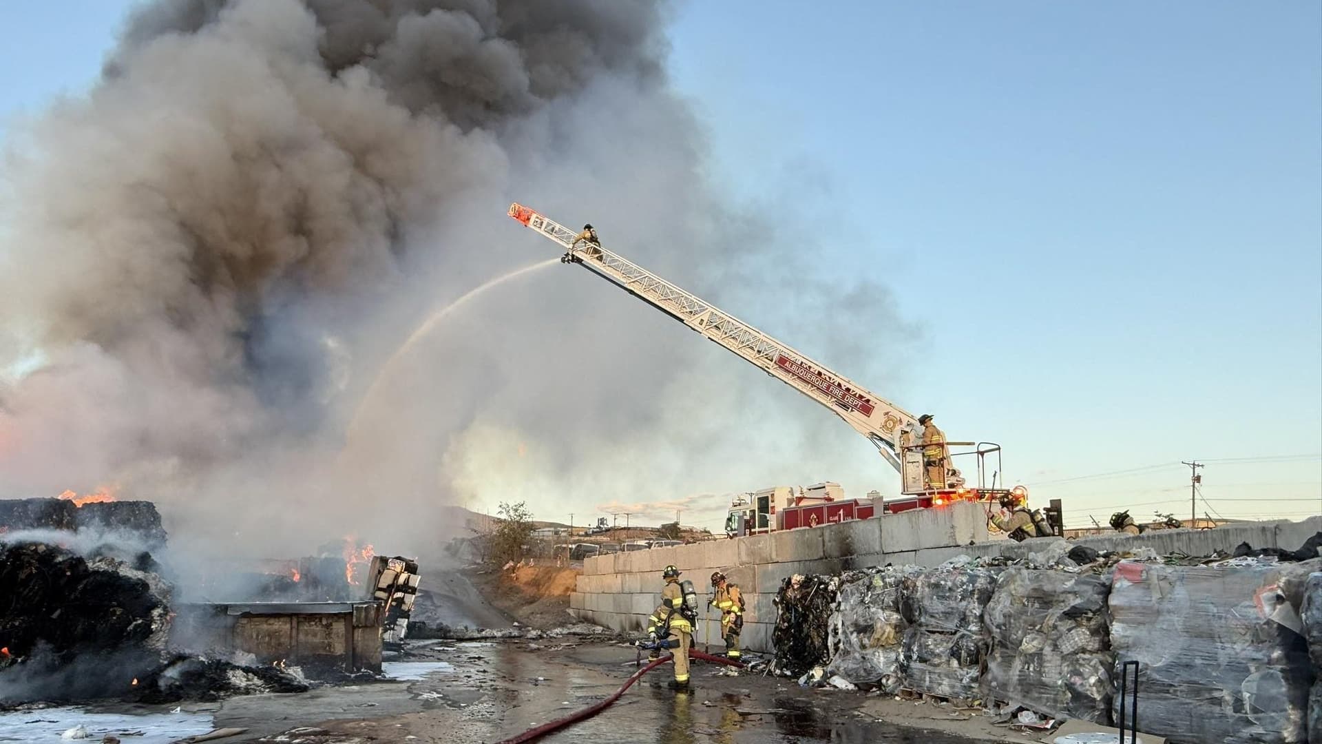 Large fire at Bernalillo County recycling yard sends smoke over Albuquerque