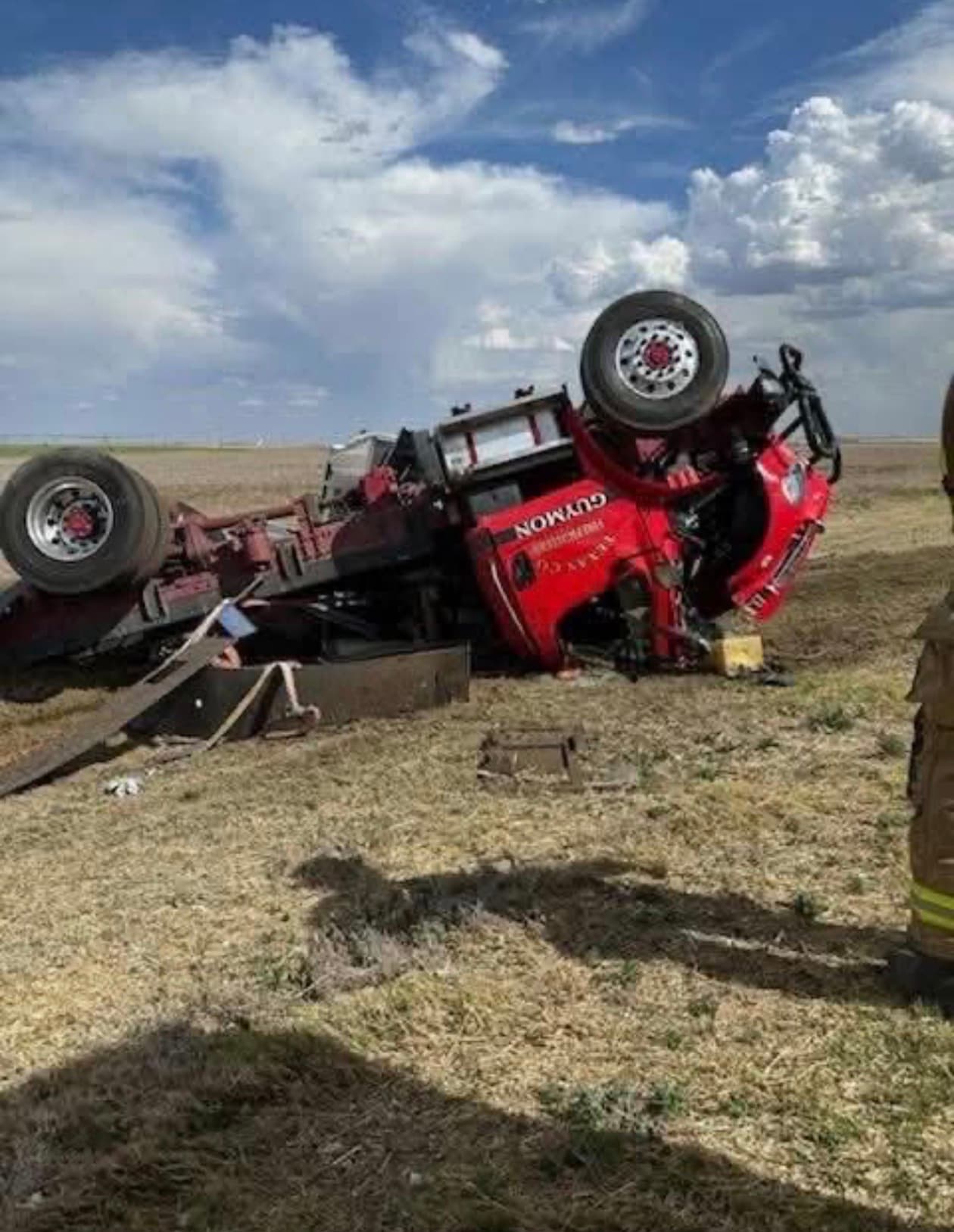 Two Guymon firefighters hurt when brush unit rolls on U.S. 136