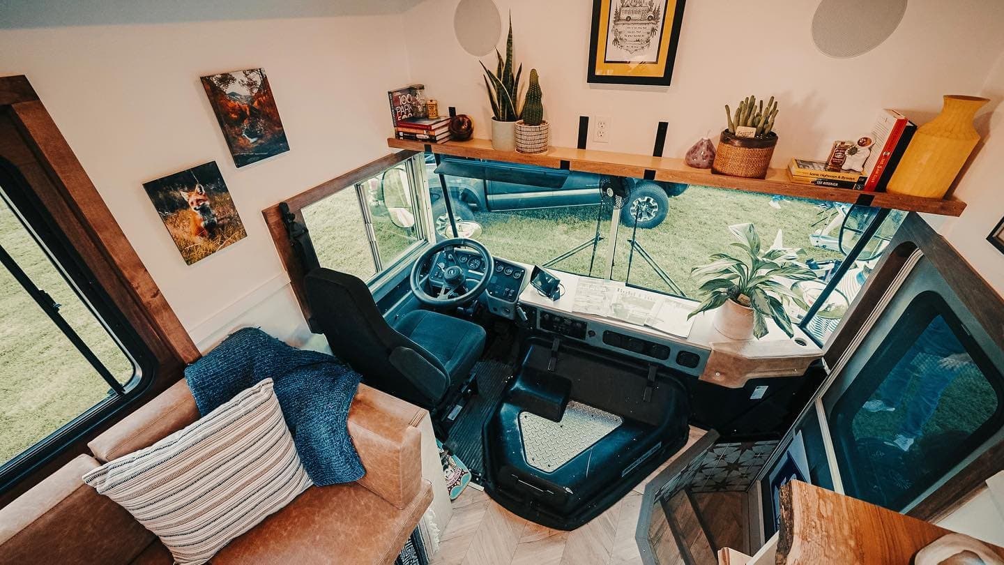 Bluebird bus becomes a $170,000 off-grid home on wheels