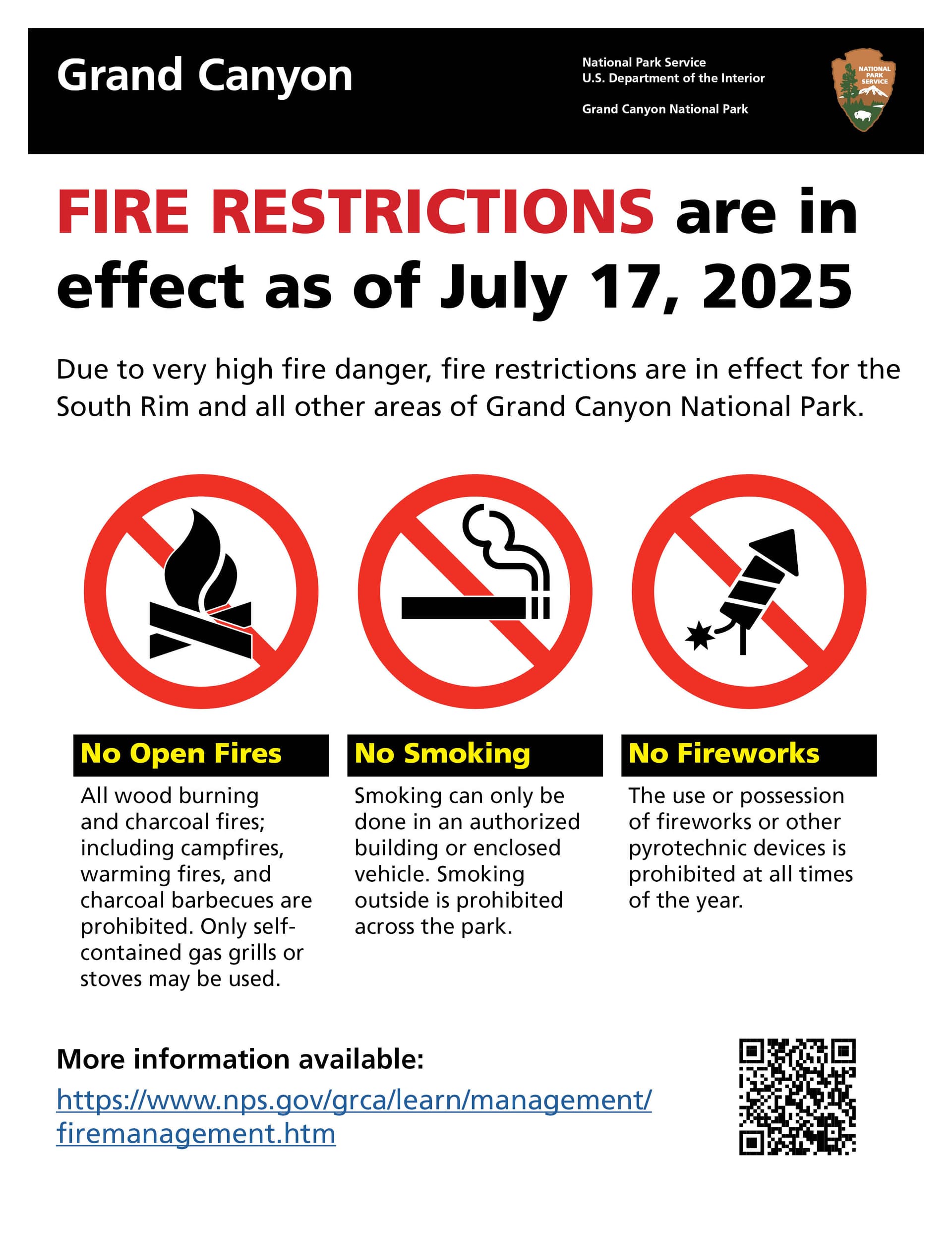 Grand Canyon keeps Stage 2 fire restrictions in place this summer