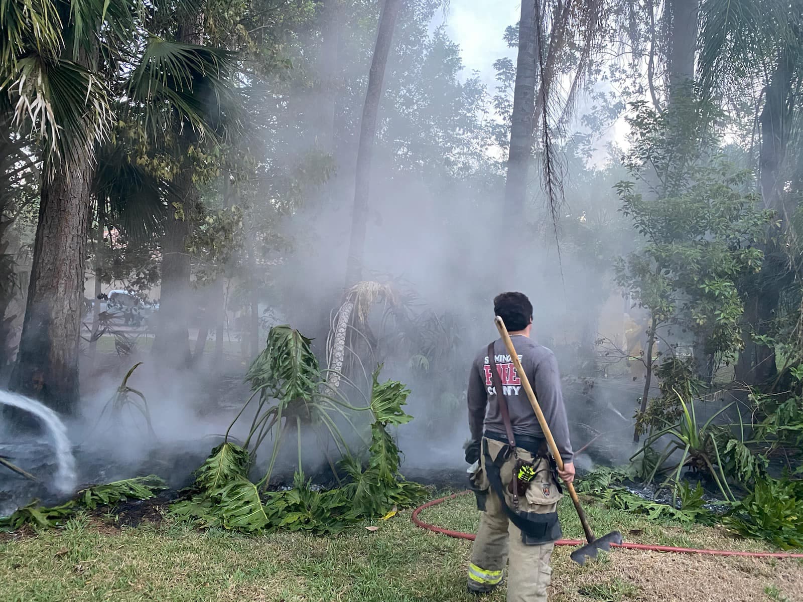 Person's Clothing Catches Fire Near Longwood Wooded Area