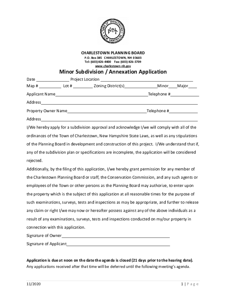 Charlestown Planning Board to Hear Schumann Subdivision at 734 Acworth Road