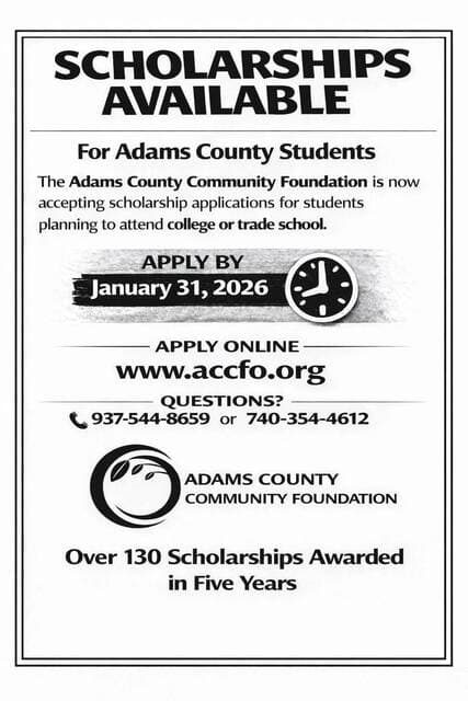 Adams County Scholarships Deadline Approaching, Foundation Urges Students to Apply