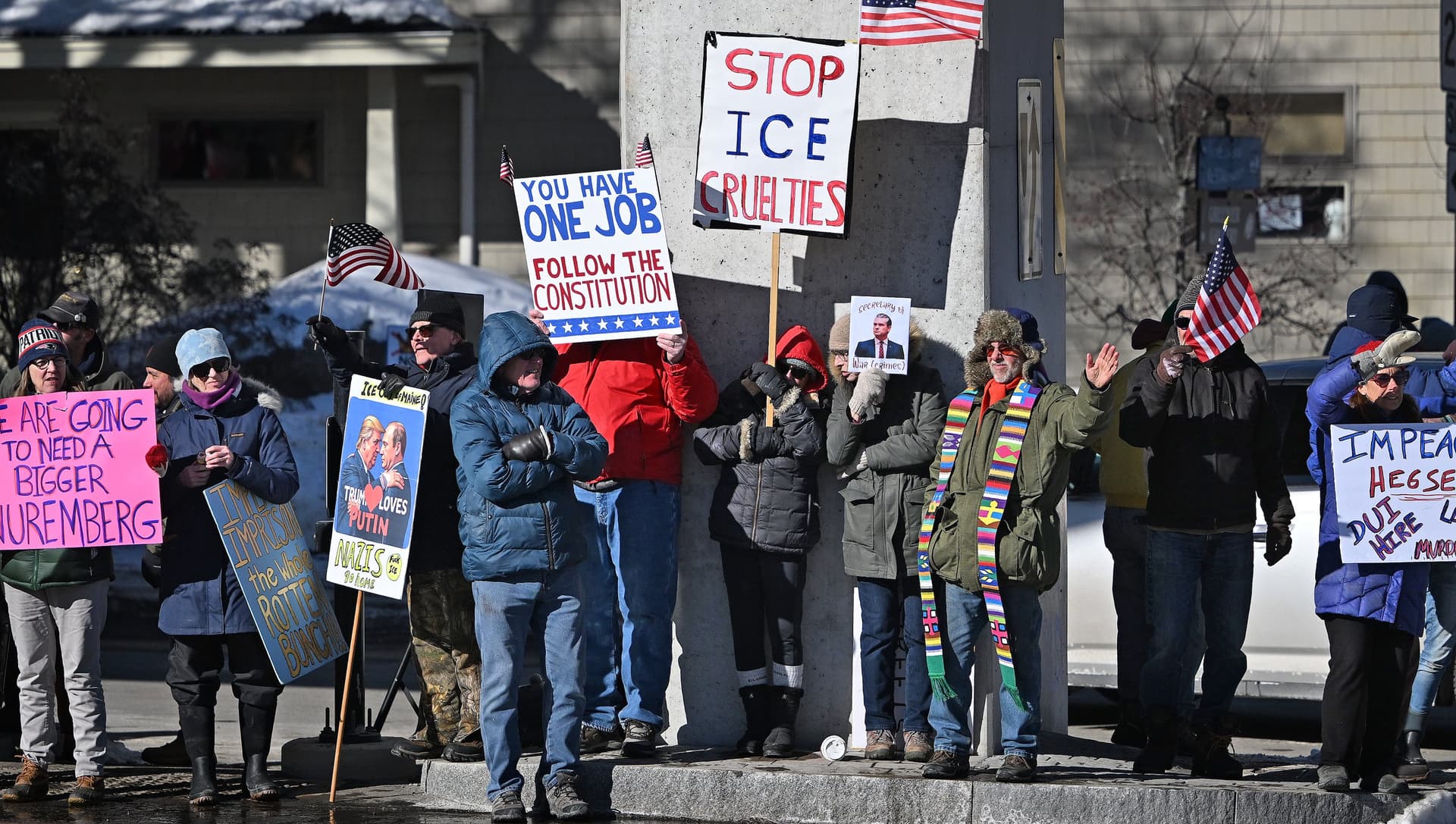 Protesters Line Sagadahoc Bridge and Commercial Street During Defense Secretary Hegseth Visit