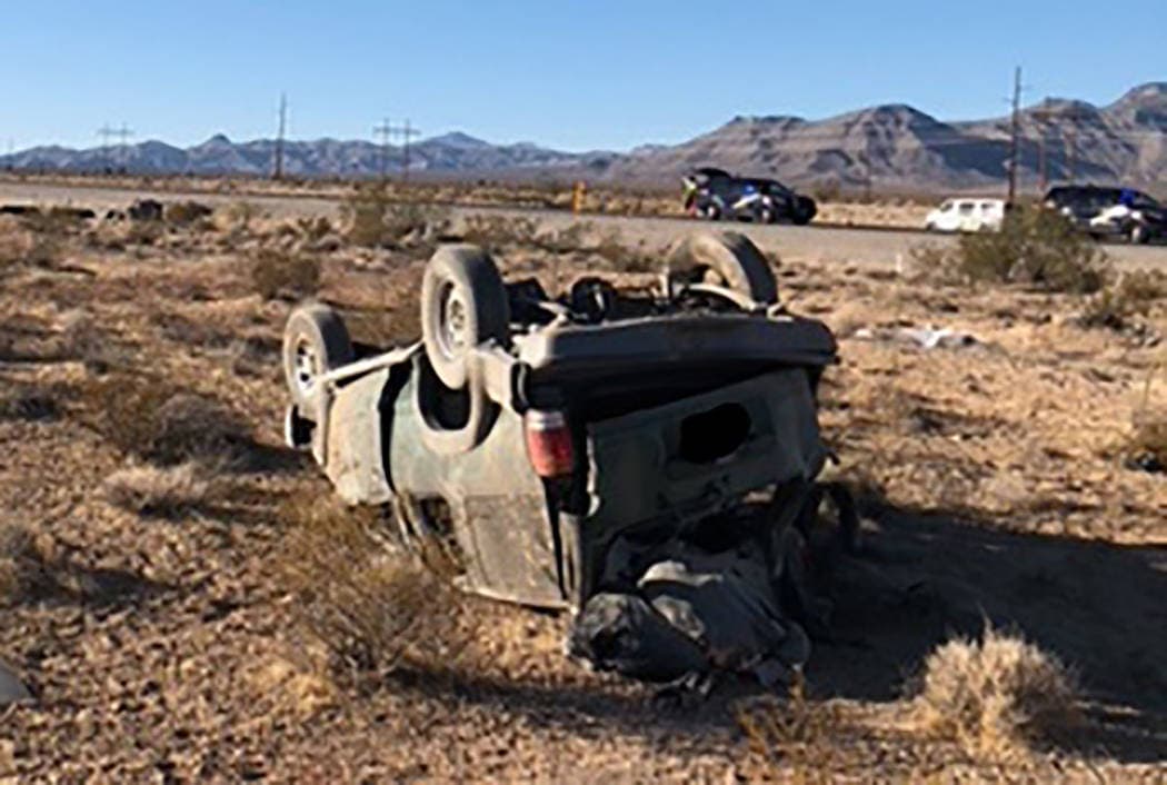 Single-vehicle rollover on SR 160 north of Pahrump kills man; woman critical