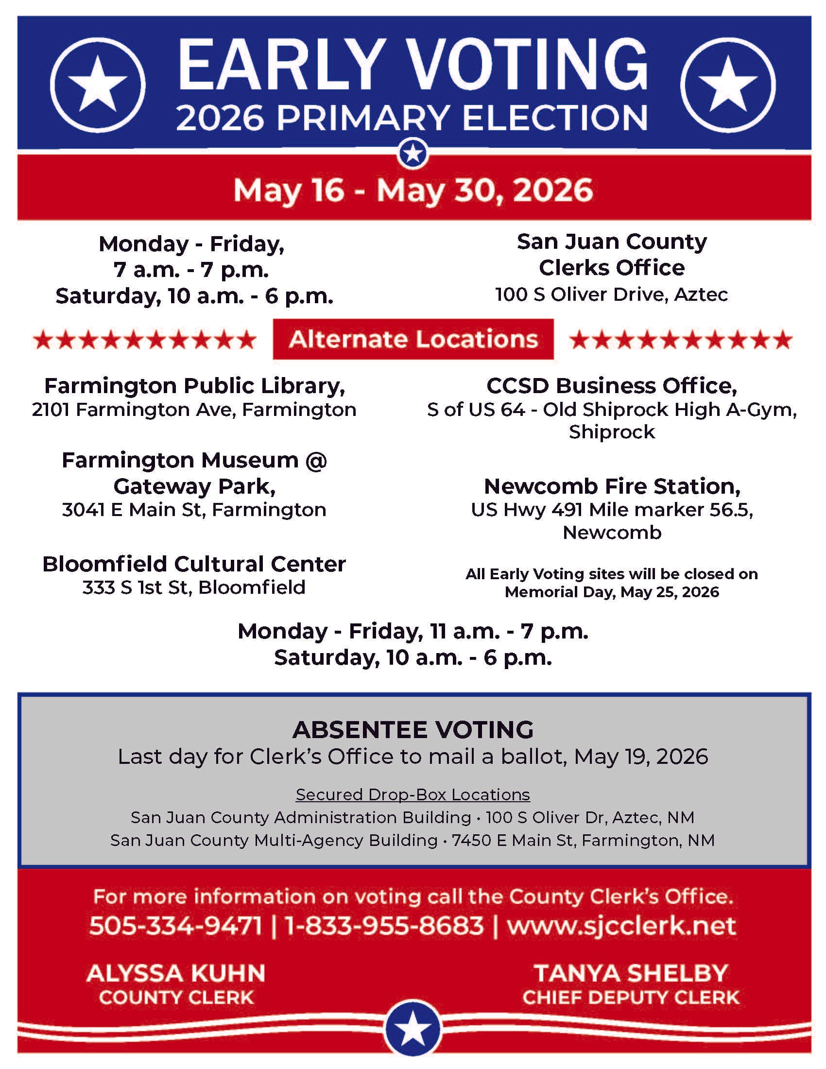 San Juan County early voting ends May 30, Election Day is June 2