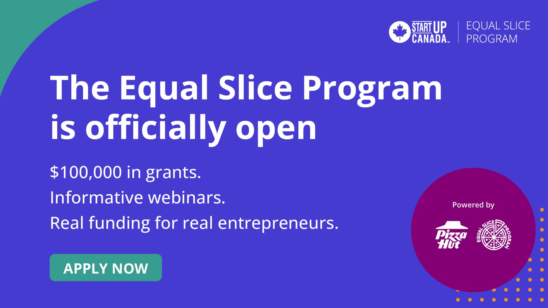 Pizza Hut and Startup Canada Relaunch Equal Slice Program With $100,000 in Grants