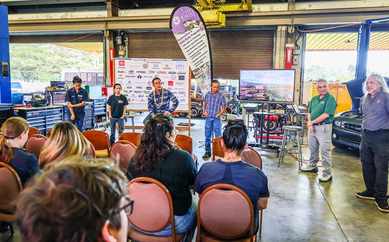 Mayor Kawakami Visits KCC Automotive Students; Zonta Awards $2,000 to Chelsea Salud