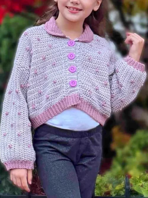 Easy V-stitch cardigan brings airy lace style in nine sizes