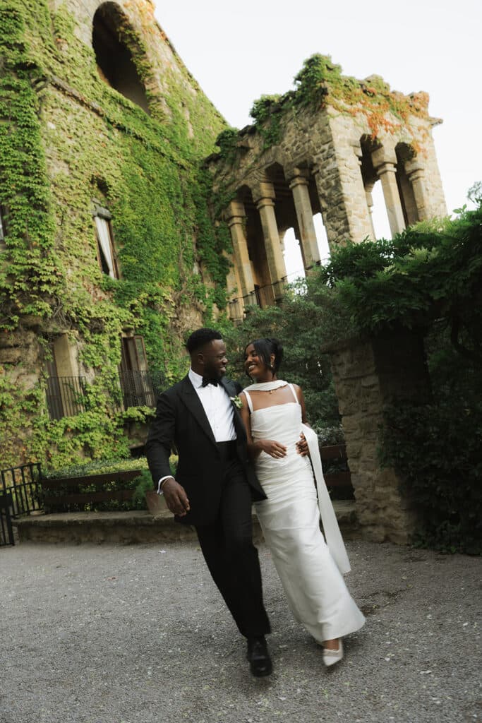 Nadine Bacchus chooses a modern Prea James gown with a dramatic reveal