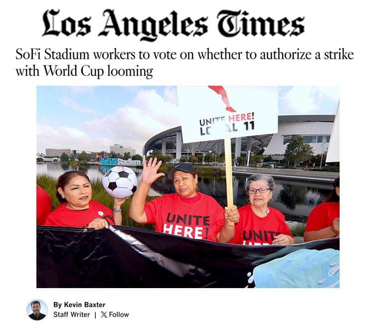 SoFi Stadium workers authorize strike before World Cup opener in Los Angeles