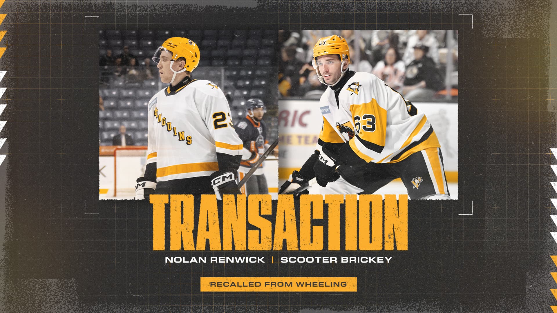 Penguins Recall Scooter Brickey and Nolan Renwick From Wheeling Nailers