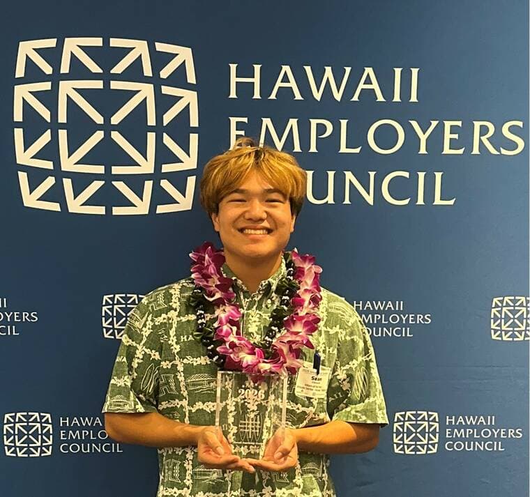 HCFCU intern Sean Kobayashi named Hawaii County Intern of the Year