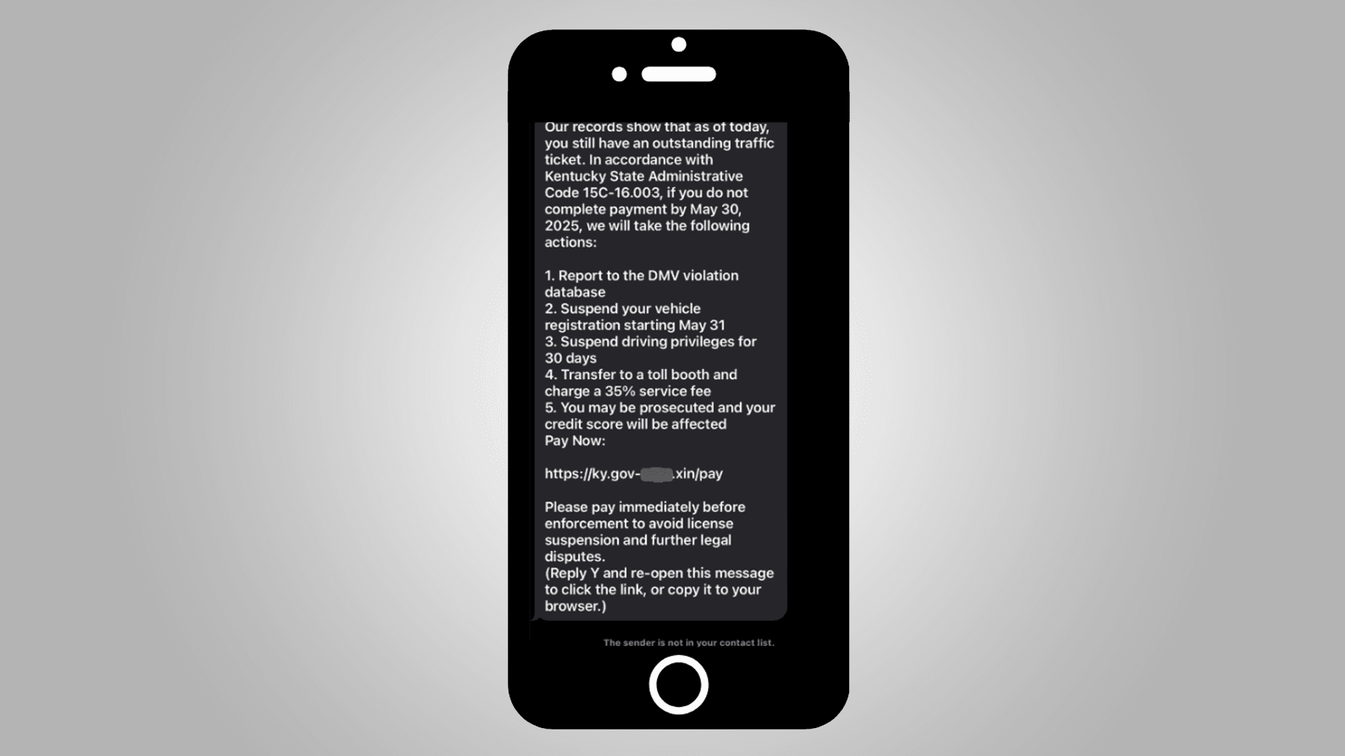 Kentucky State Police Warn Residents About Fake Traffic Violation Text Scams