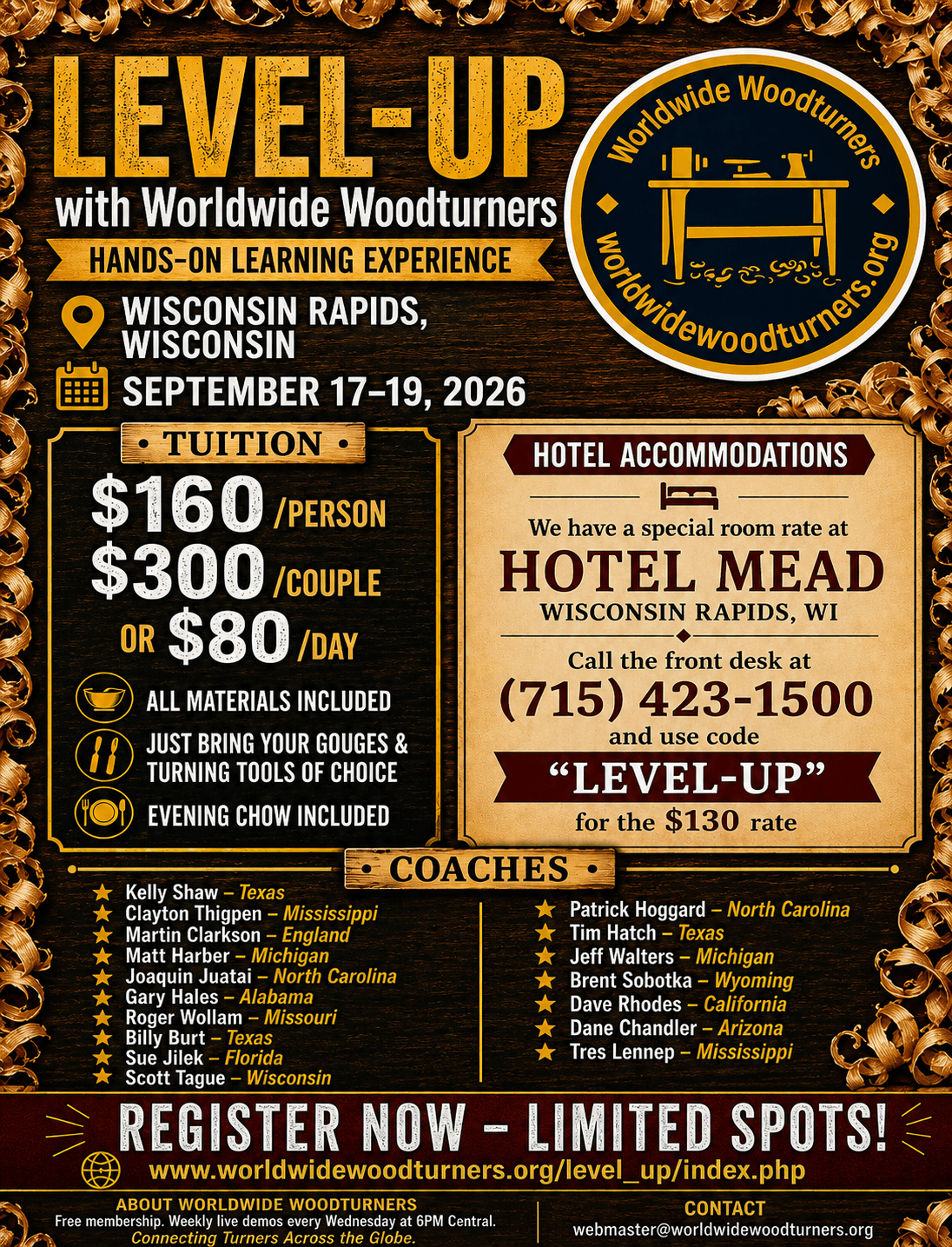 World Wide Wood Turners newsletter spotlights projects, remembrance and Level-Up 2026