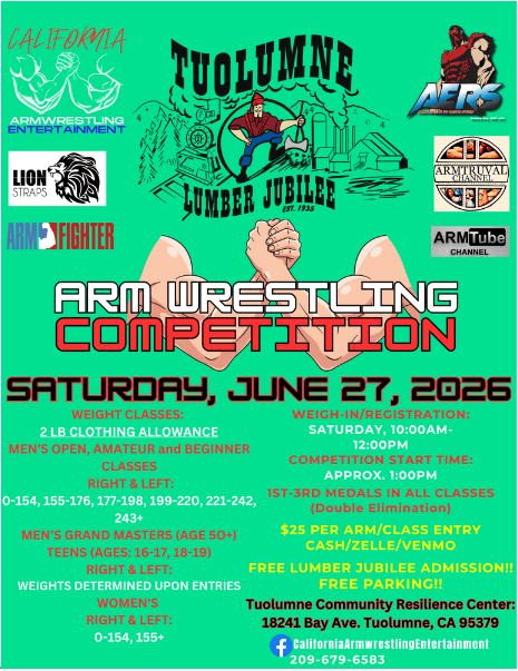 Tuolumne Lumber Jubilee adds late-June arm wrestling stop in California