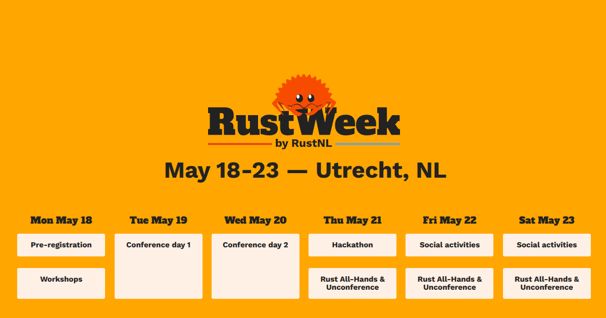 RustWeek 2026 brought 900 Rust developers together in Utrecht
