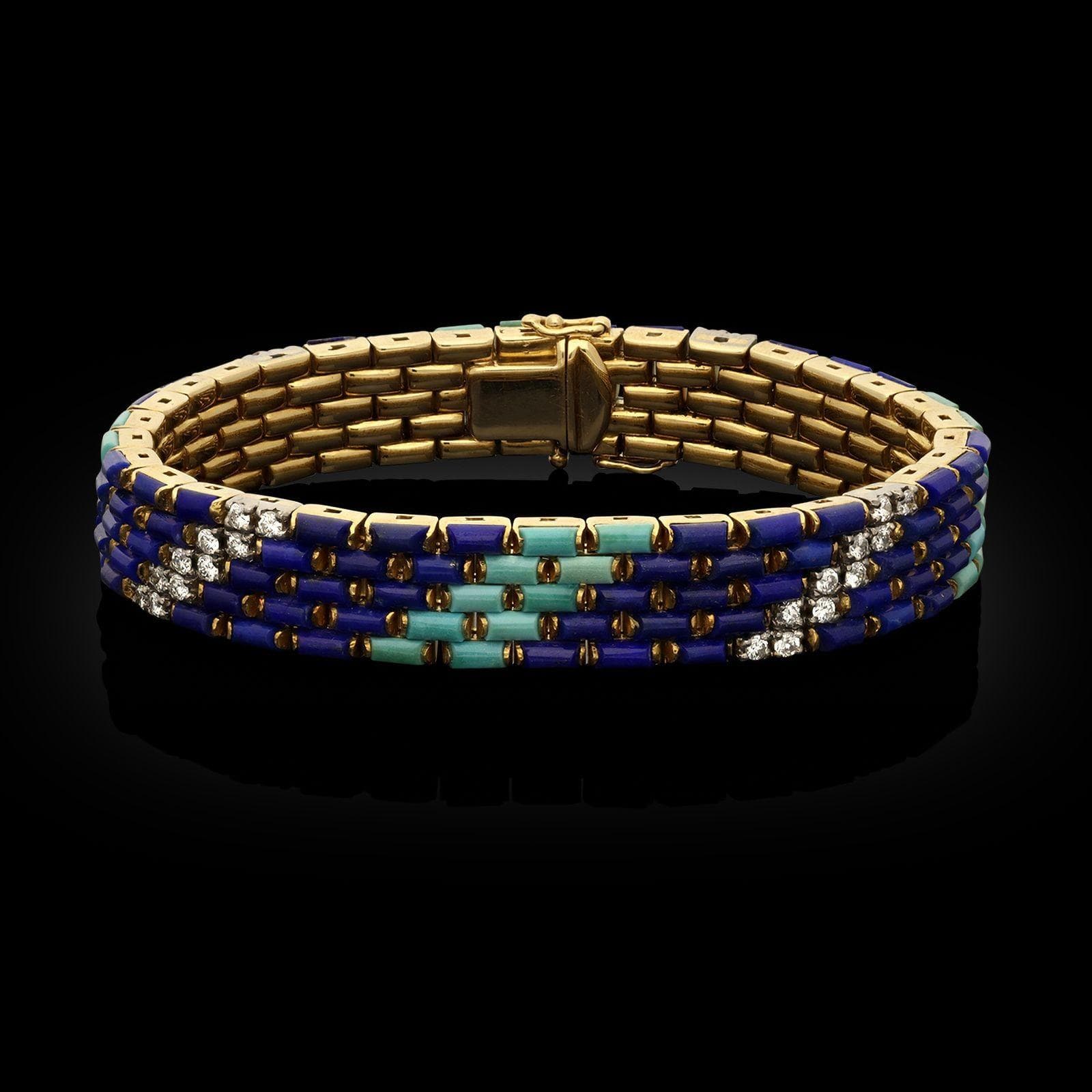 Hancocks spotlights 1970 Illario bracelet with turquoise, lapis lazuli and gold