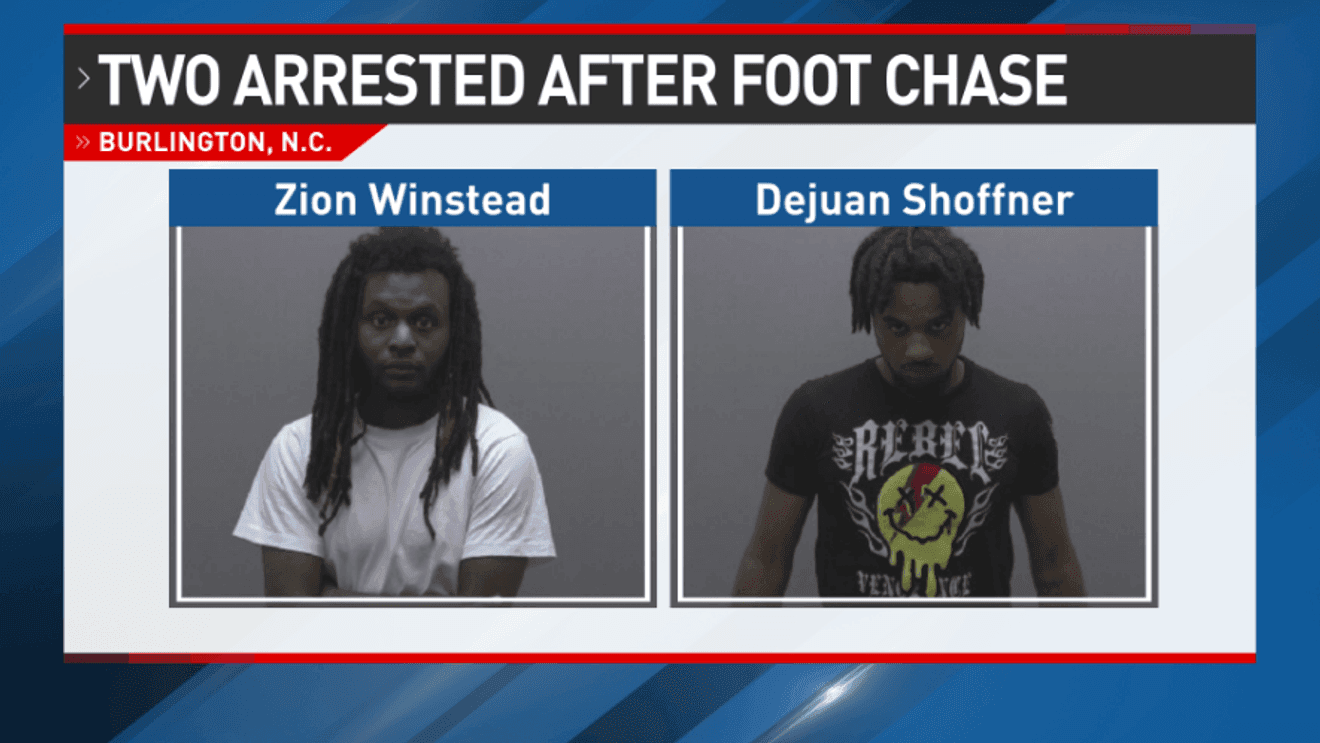 Burlington police chase leads to two arrests, firearms recovered on Tucker Street