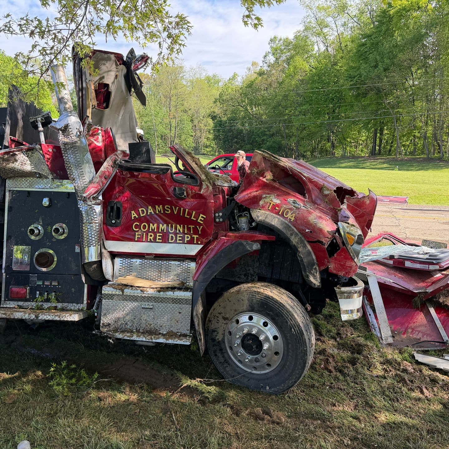 Two firefighters hospitalized after tanker truck crash in Ohio