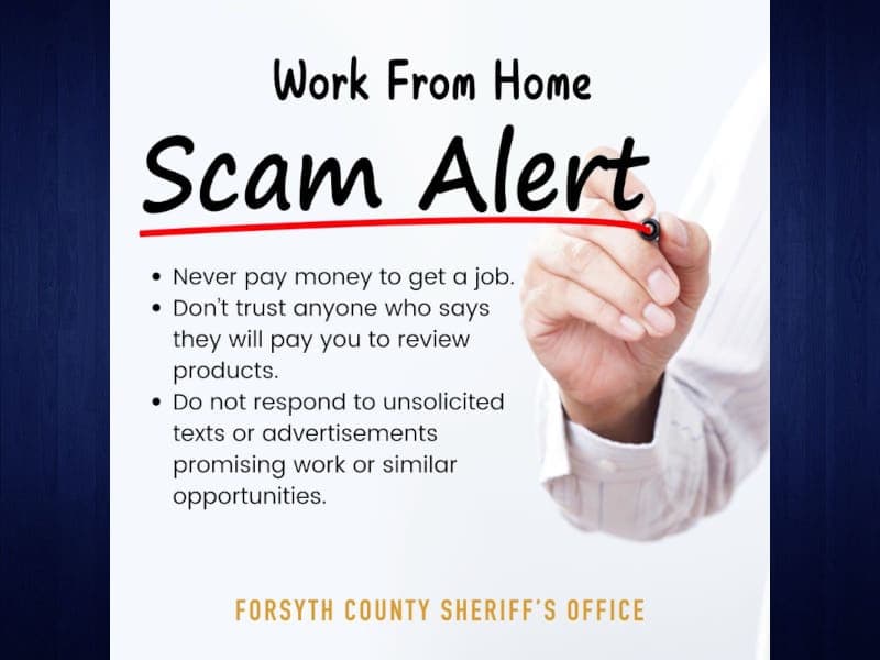 Forsyth County warns of fake work-from-home text scams