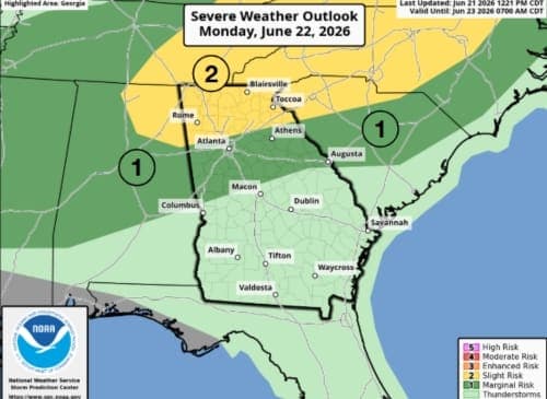 Severe thunderstorms possible in Forsyth County Monday into Tuesday