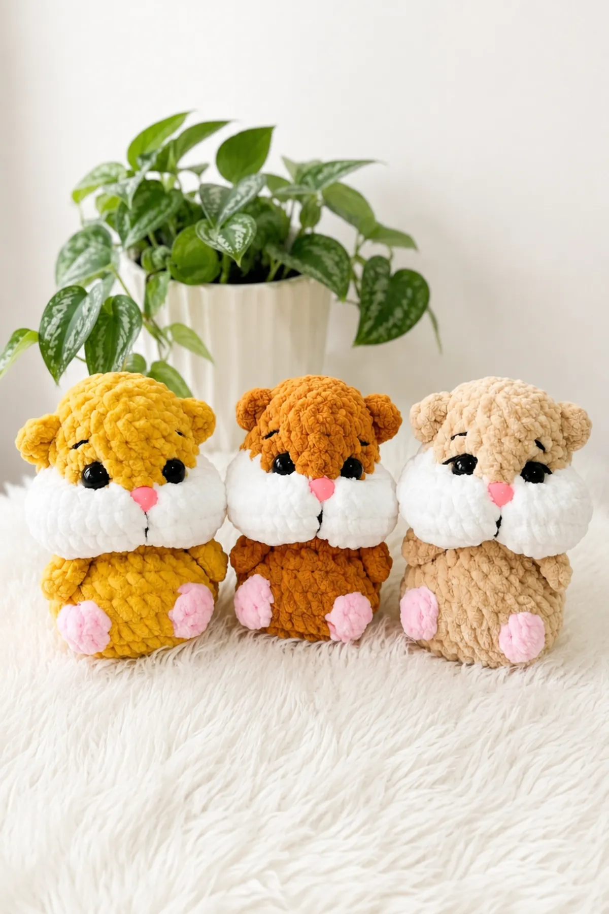 Amigurumi Corner updates chunky chenille hamster pattern, all in one piece