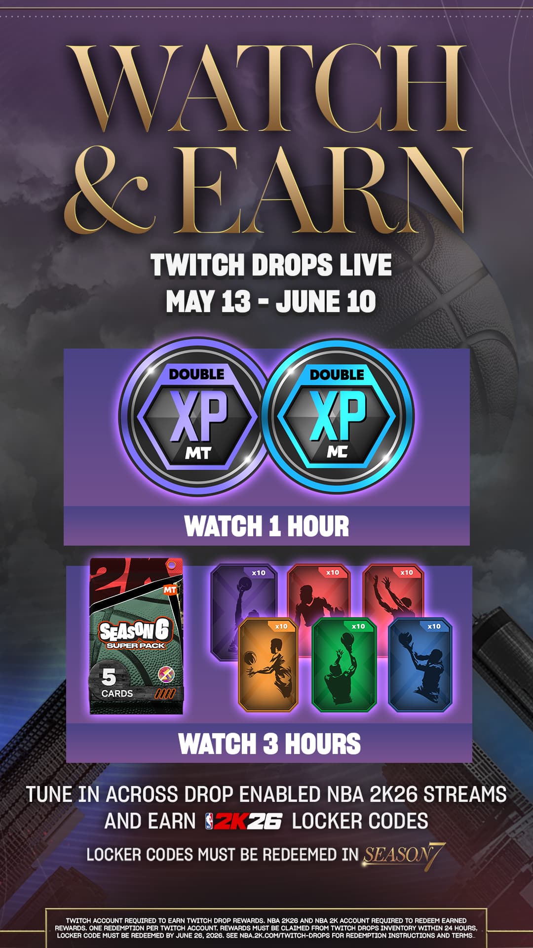 NBA 2K26 Twitch Drops tracker shows how to earn Season 7 codes