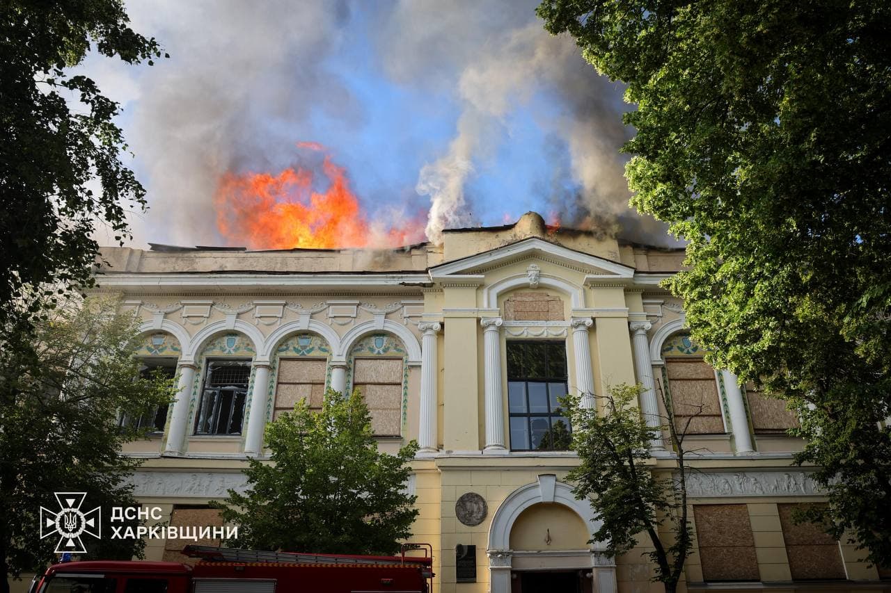 Russian drone strike sets Kharkiv Art Museum ablaze, injures baby
