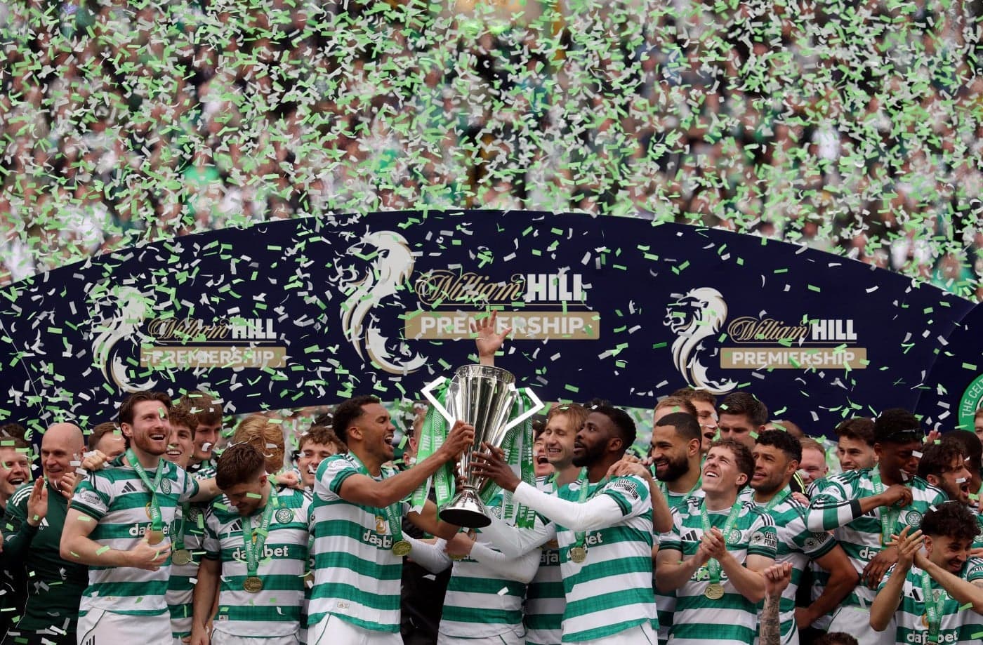 Celtic stun Hearts to win fifth straight Scottish Premiership title