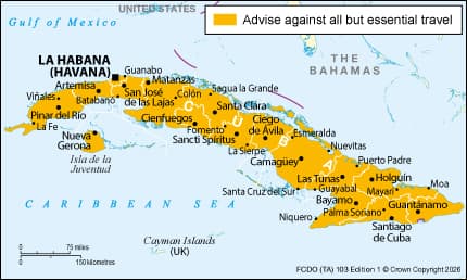 UK FCDO Advises Against All but Essential Travel to Cuba