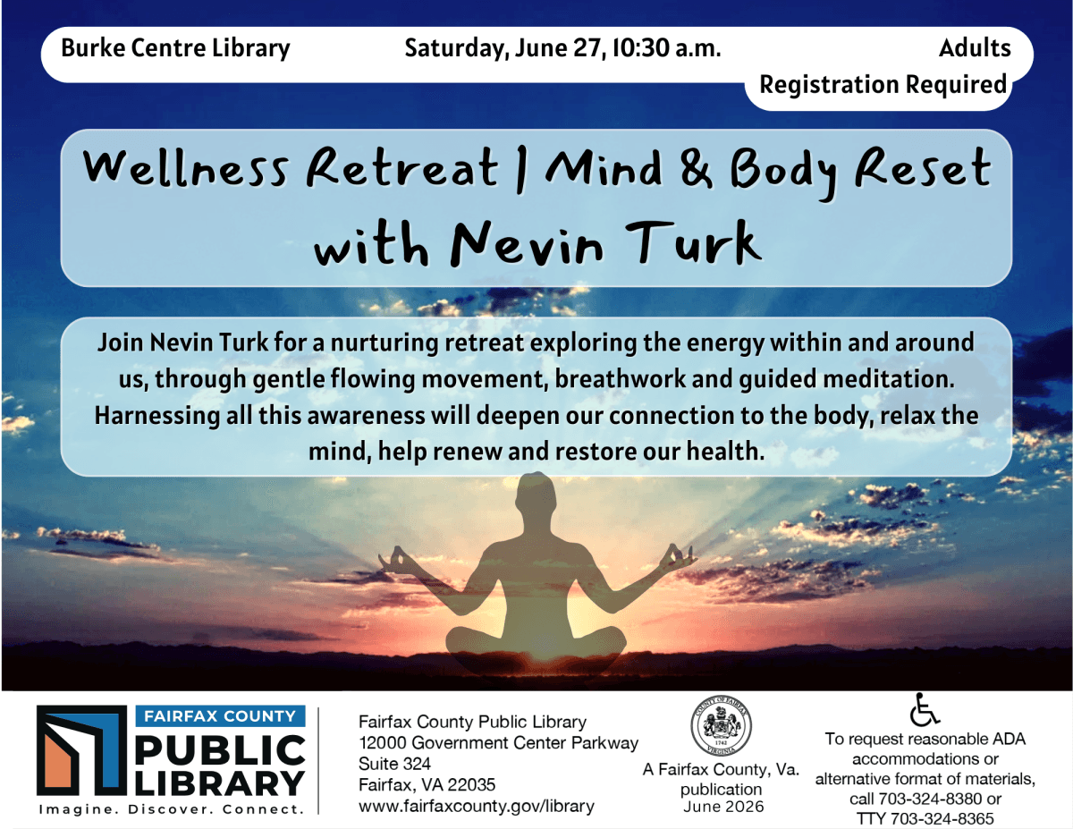 Burke Centre Library hosts gentle yoga, breathwork and meditation reset