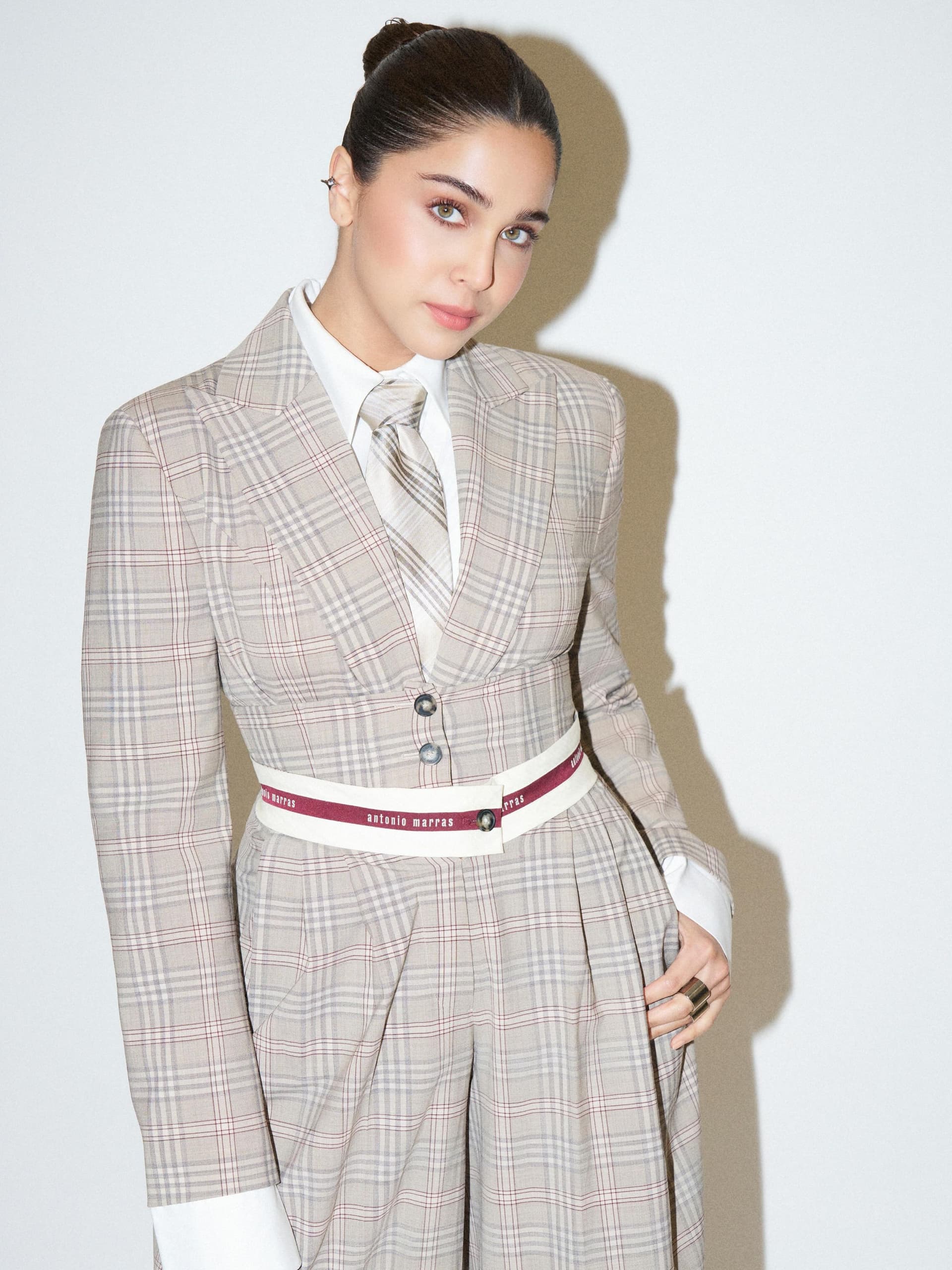 Sharvari channels corporatecore in tailored Antonio Marras power suit