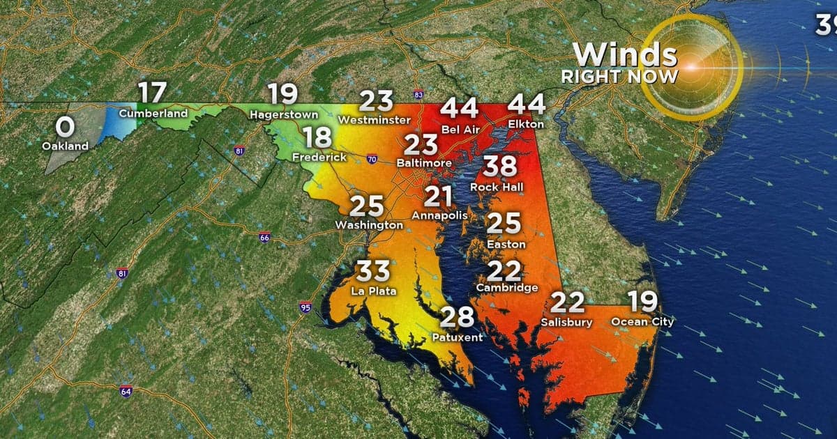 High Winds, Extreme Cold Alert Impact Baltimore Commuters and Residents