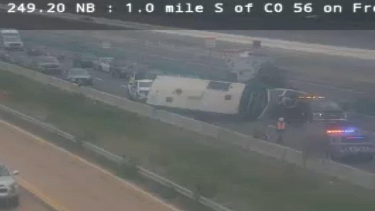 Early-morning two-vehicle crash closes northbound I-25 near Plum Creek Parkway, driver hospitalized