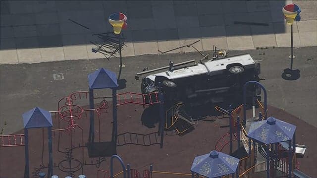 Stolen pickup crashes into Philadelphia elementary school playground, no students hurt
