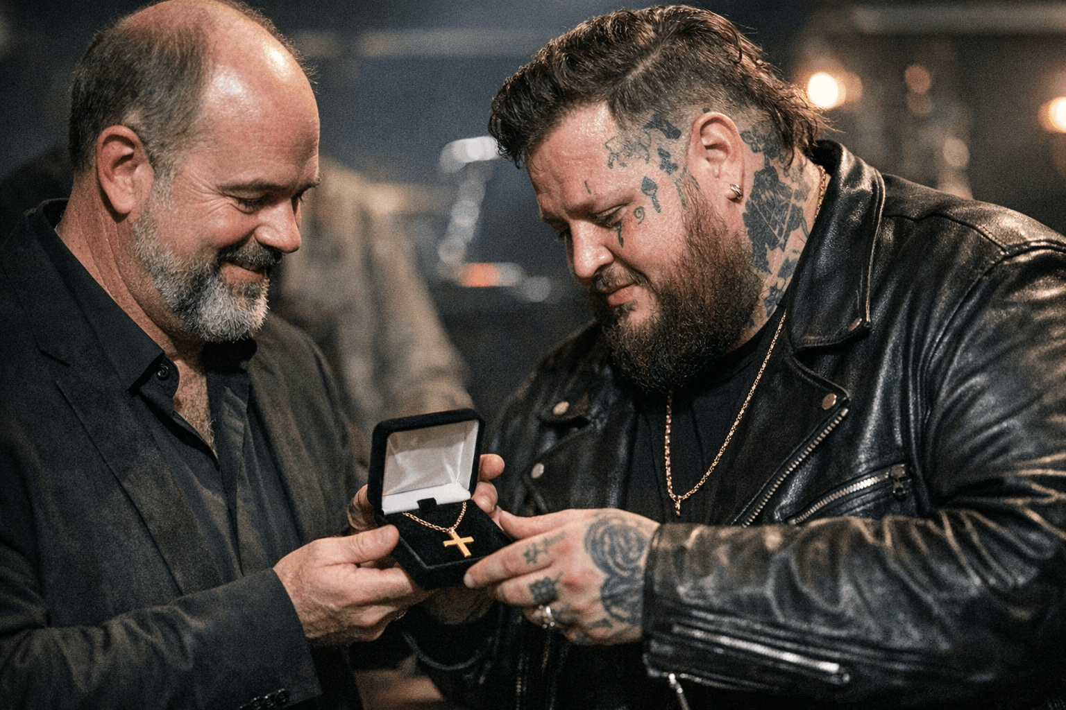 Jelly Roll Receives Johnny Cash's Gold Cross Necklace at Grand Ole Opry Induction