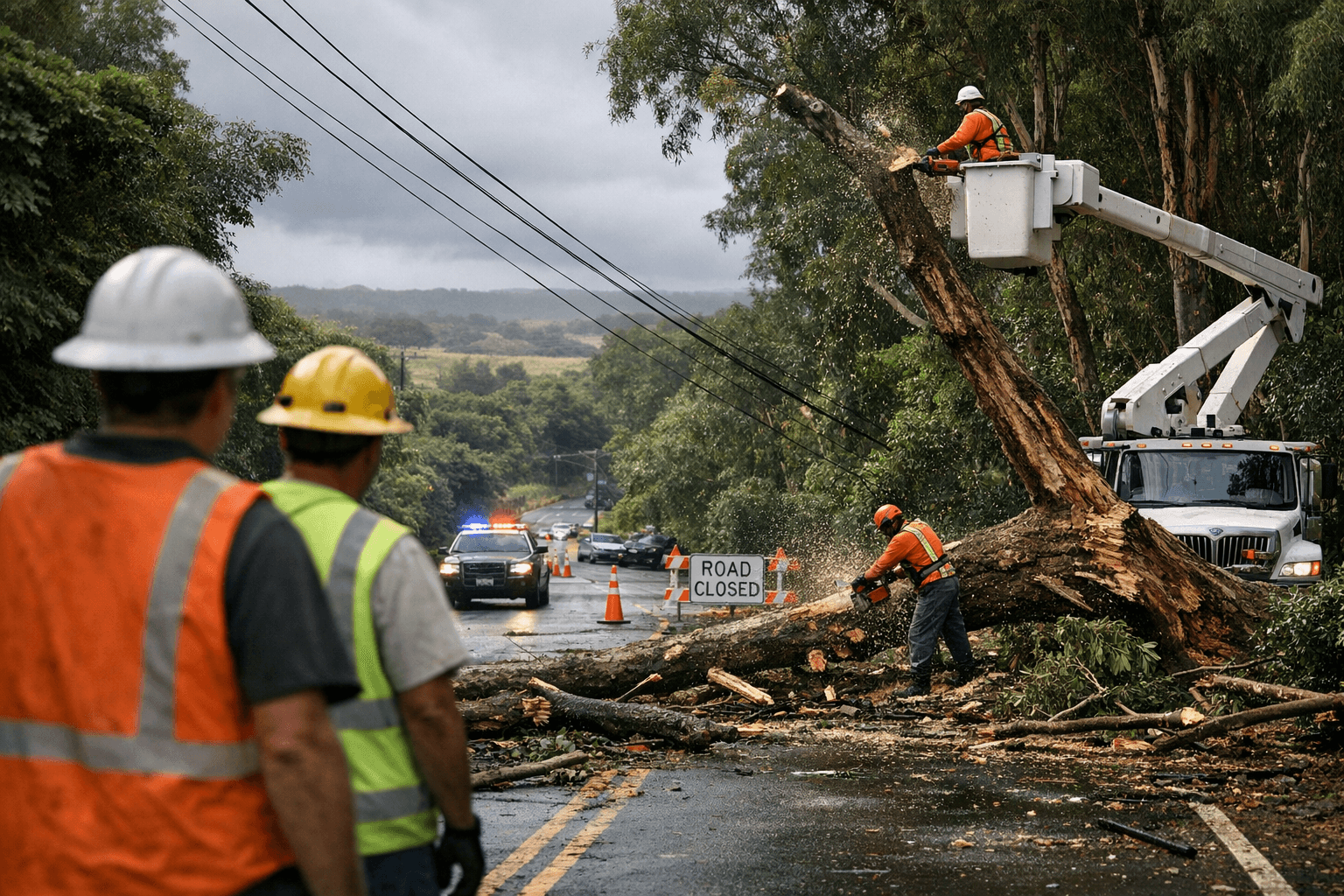 Emergency Tree Removal Closes Wawae Road in Kalāheo, Kauaʻi