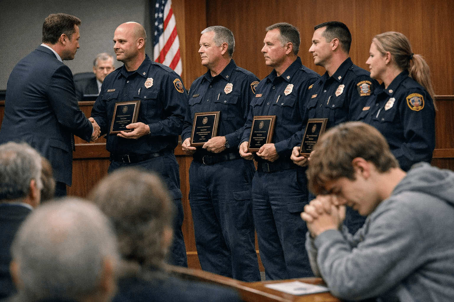 Elon Honors Firefighters for Life Saving Response to Student