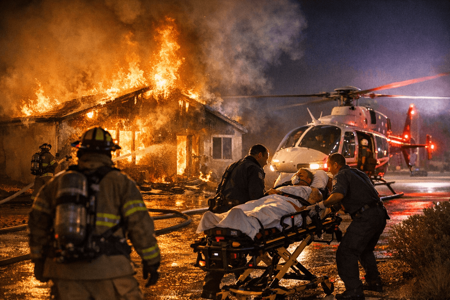 Late Night Structure Fire Near Northern Meadows Sends One Hospitalized